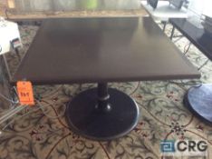 42 X 42 inch square wood lounge table with pedestal base
