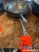 Lot of (3) pans, including (1) 15 inch diameter frying pan, (1) 13.5 inch diameter braising pan, and