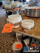 Lot of (40) gravy bowls, including (29) 4 inch decorative white gravy bowls, and (11) 3 inch