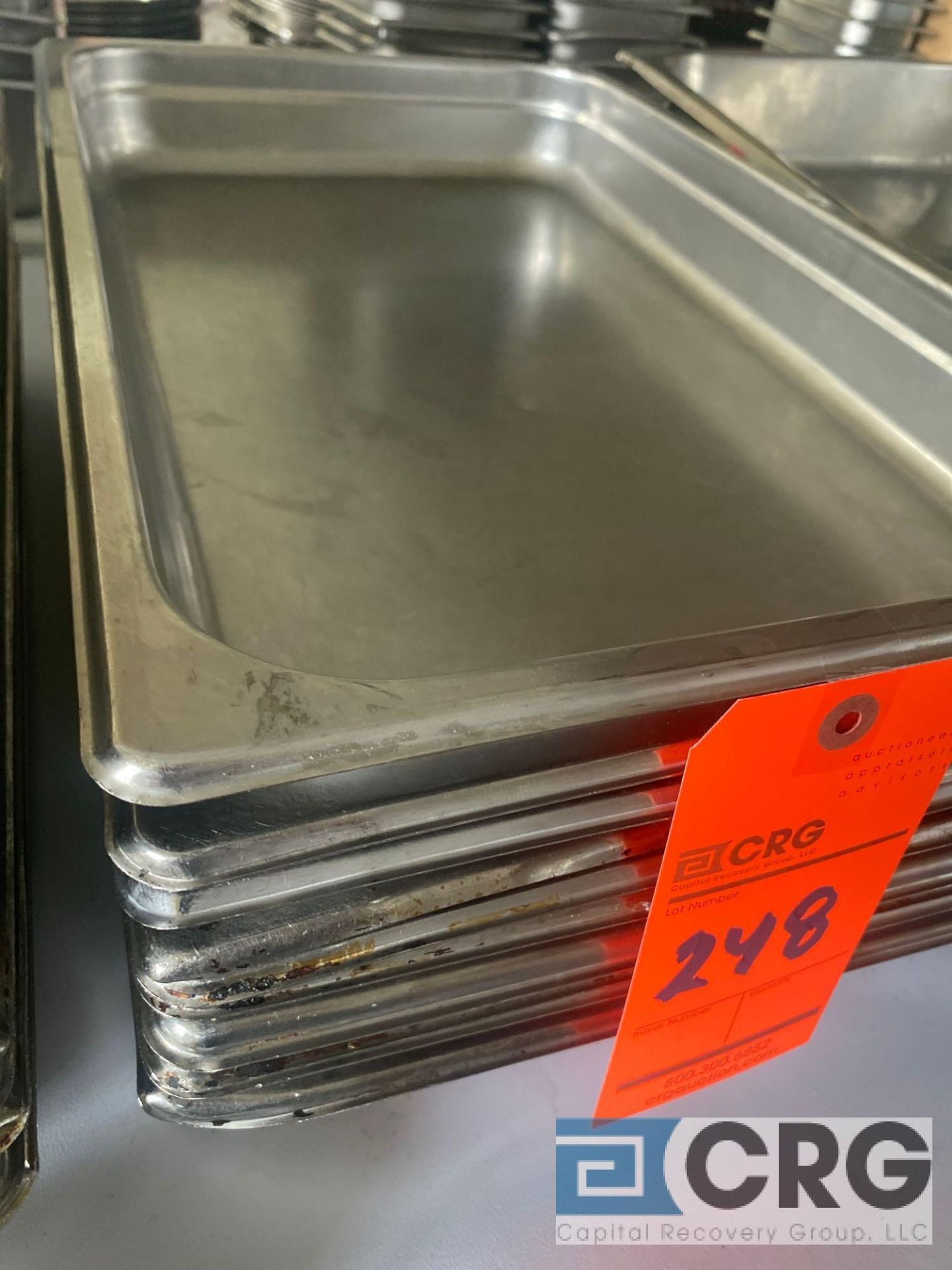 Lot of (18) 21 inch x 12.5 x 2.5 deep stainless steel shallow steam table pans - Image 3 of 4
