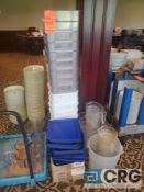 Lot of asst ingredient bins, measuring cups, pitchers, etc