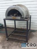 Millars igloo shaped wood fired oven, 38 X 40 inch X 24 inch tall, mounted on steel frame cart