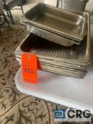 Lot of (15) stainless steel perforated steam table pans, including (12) 21 inch x 12.5 x 2.5 deep,