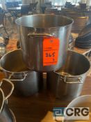 Lot of (3) stainless steel stock pots 12 inch diameter X 10.5 deep