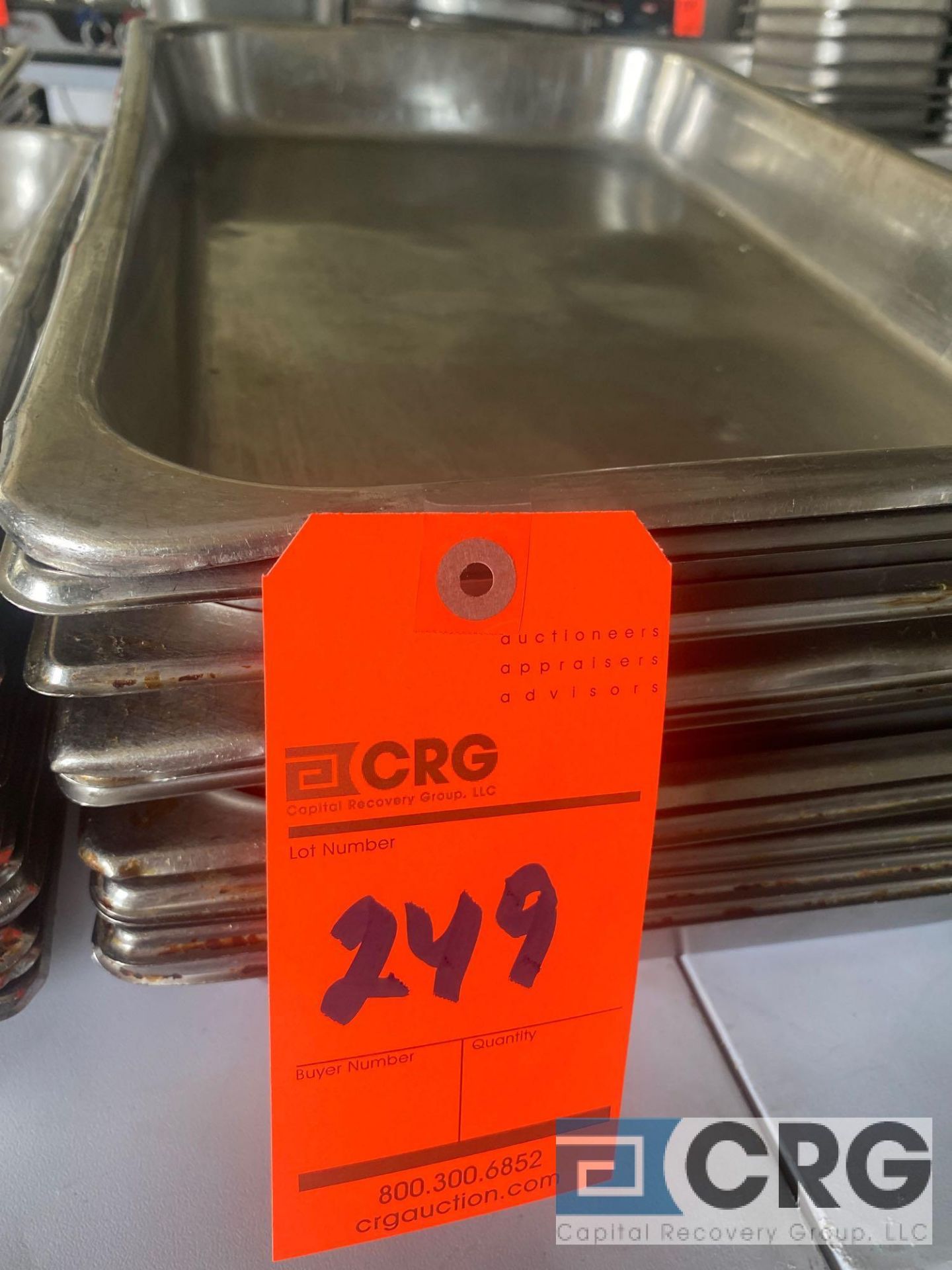 Lot of (11) shallow stainless steel steam table pans, 21 inch x 12.5 x 2.5 inch deep - Image 2 of 4