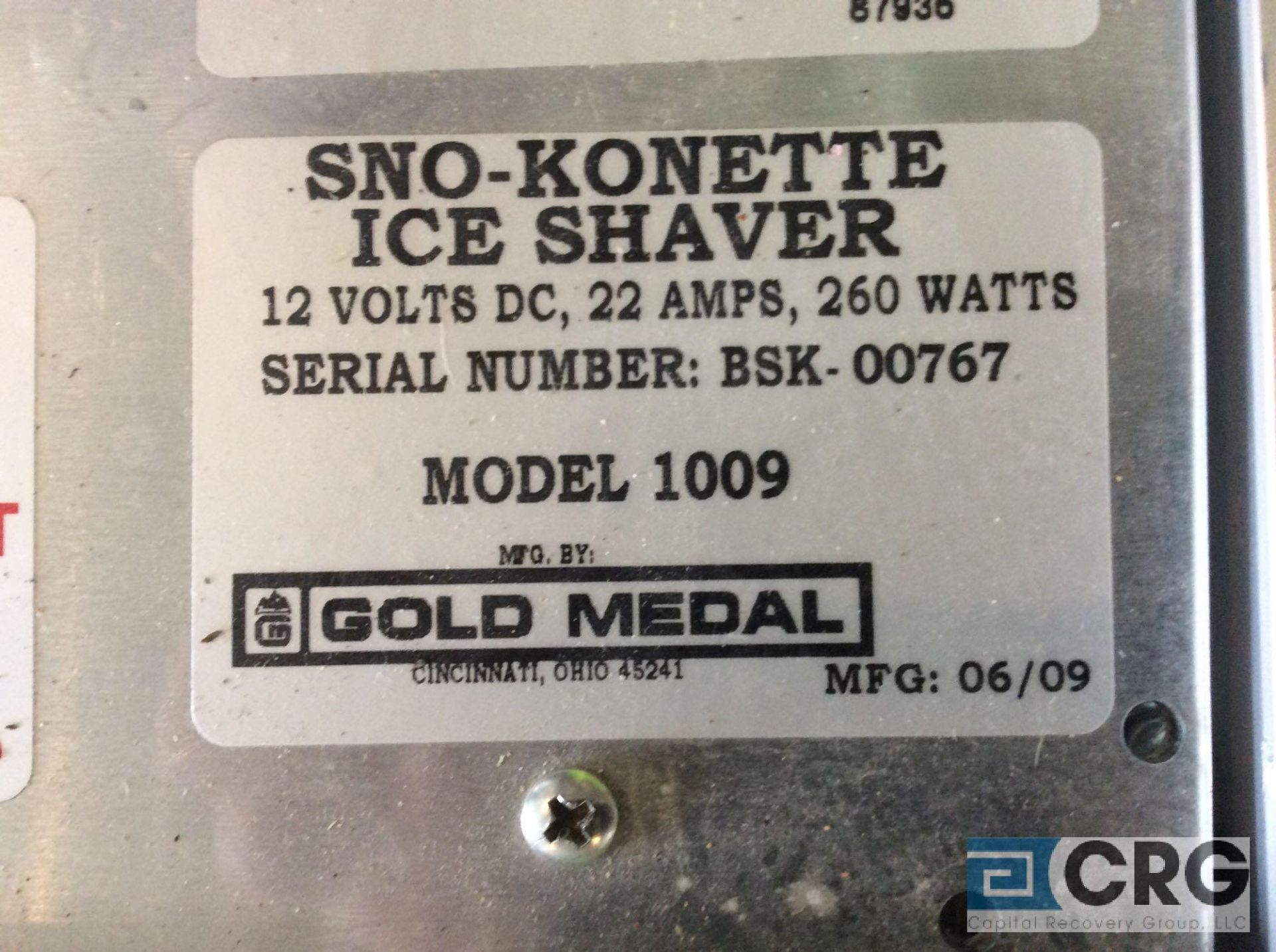 Gold Medal Sno-Konette 1009 snowcone ice shaver, 1 phase - Image 2 of 2