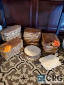 Lot of (121) serving platters, baskets, bowls, and wood plate holders, including (31) metal bread