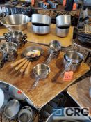 Lot of assorted stainless pots and frying pans