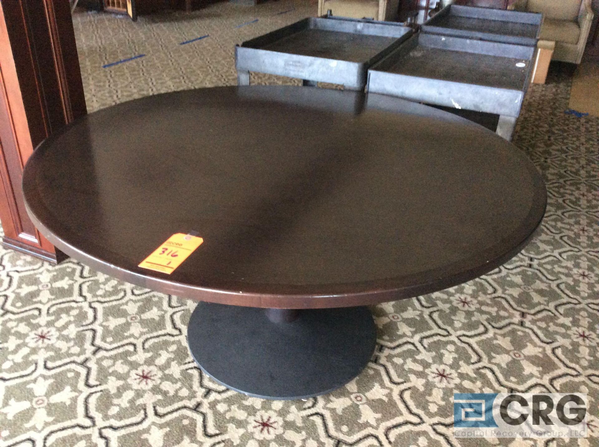 60 inch diameter wood banquet table with pedestal base