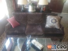 Lot of lounge furniture including Royal Custom Designs 84 inch Gramercy sofa, (2) Royal Custom