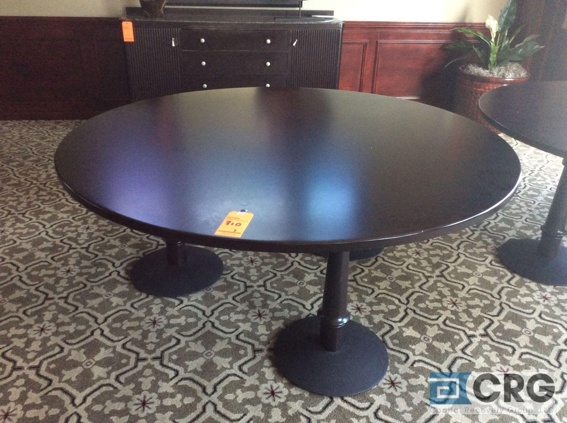 72 inch diameter 3-pedestal wood banquet table