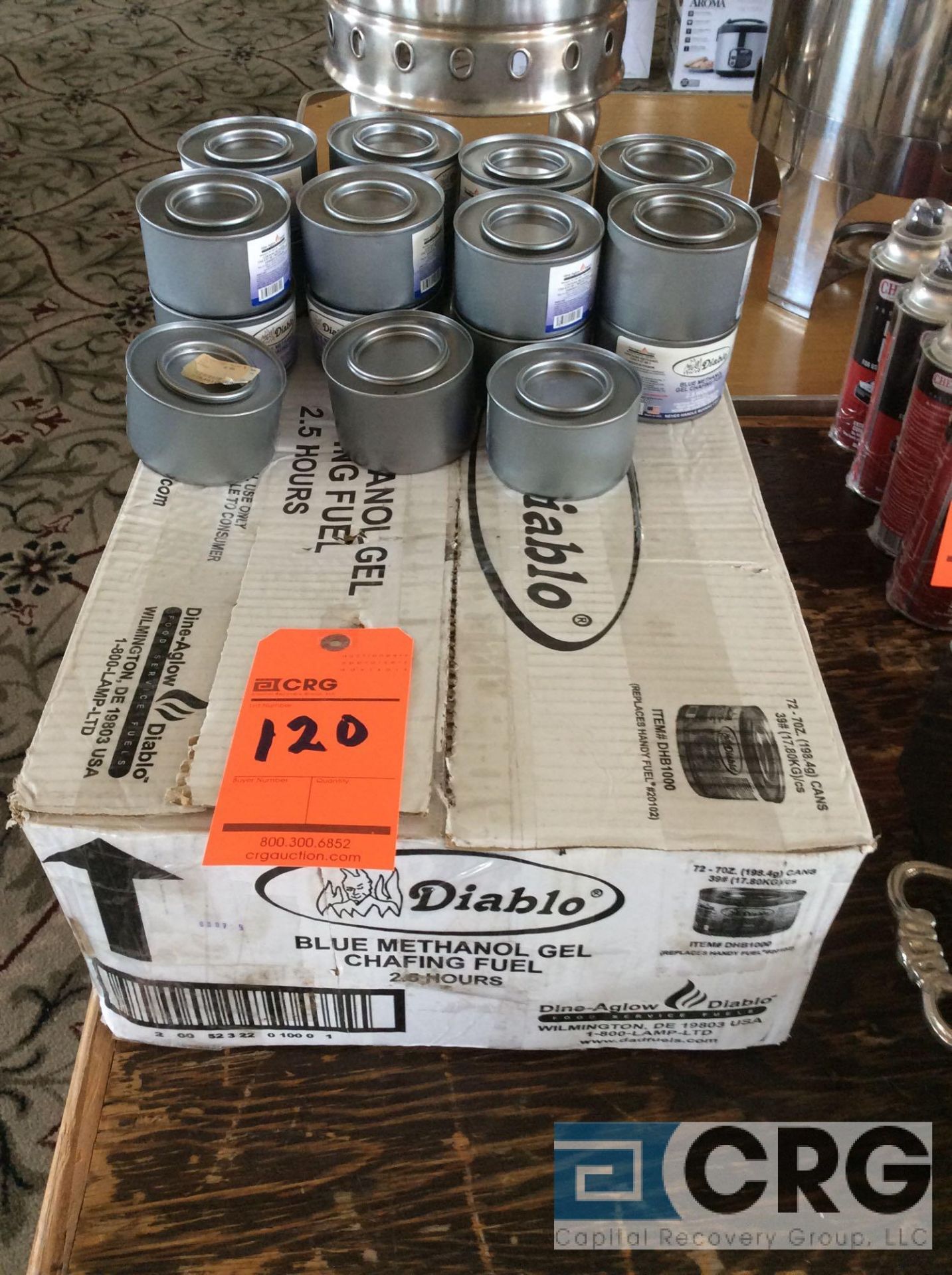 Lot of (90) Diablo blue methanol chafing dish fuel cans, 2.5 hours