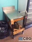 24 X 36 inch wood table with stainless top and can opener