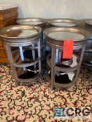 Lot of (4) reflective surface, 3-tier metal side-tables