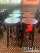 Lot of (6) black wooden 4-legged bar-stools 30 inches tall