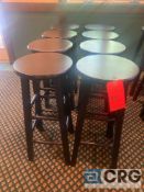 Lot of (6) black wooden 4-legged bar-stools 30 inches tall