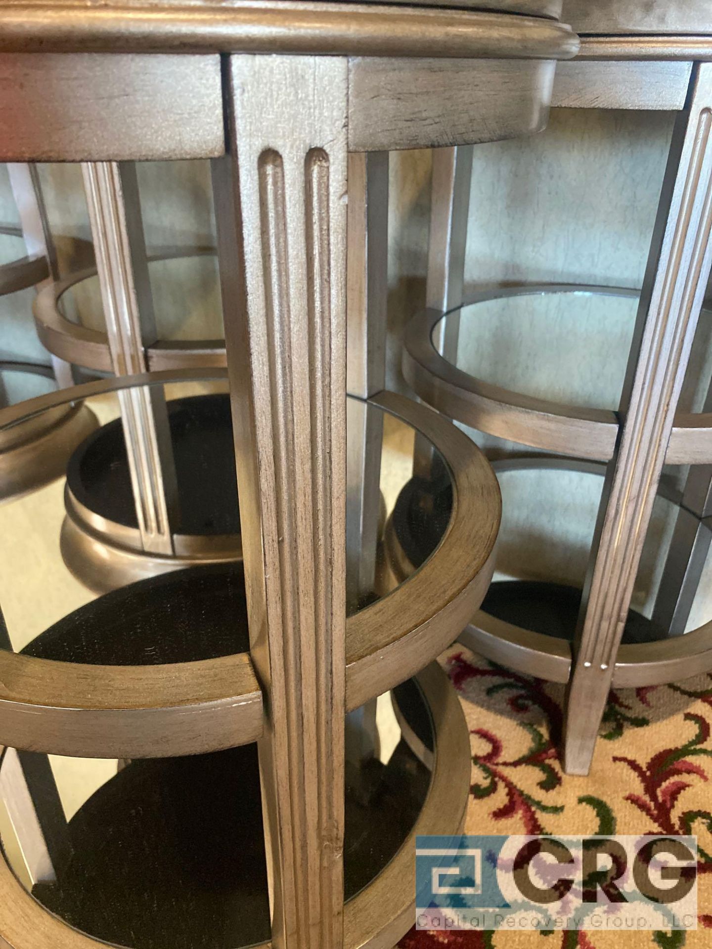 Lot of (3) reflective surface, 3-tier metal side-tables - Image 3 of 3