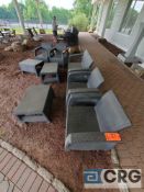 Lot of wicker patio furniture to include, (4) chairs, (1) loveseat, (3) tables, (underneath