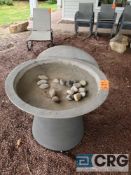 Lot of plastic birdbaths and planter