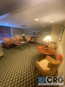 Assorted furniture lot, including (1) 7.5 foot Hickory Chair Co. leather chair, (4) CHAIRMASTERS