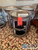 Lot of (3) reflective surface, 3-tier metal side-tables