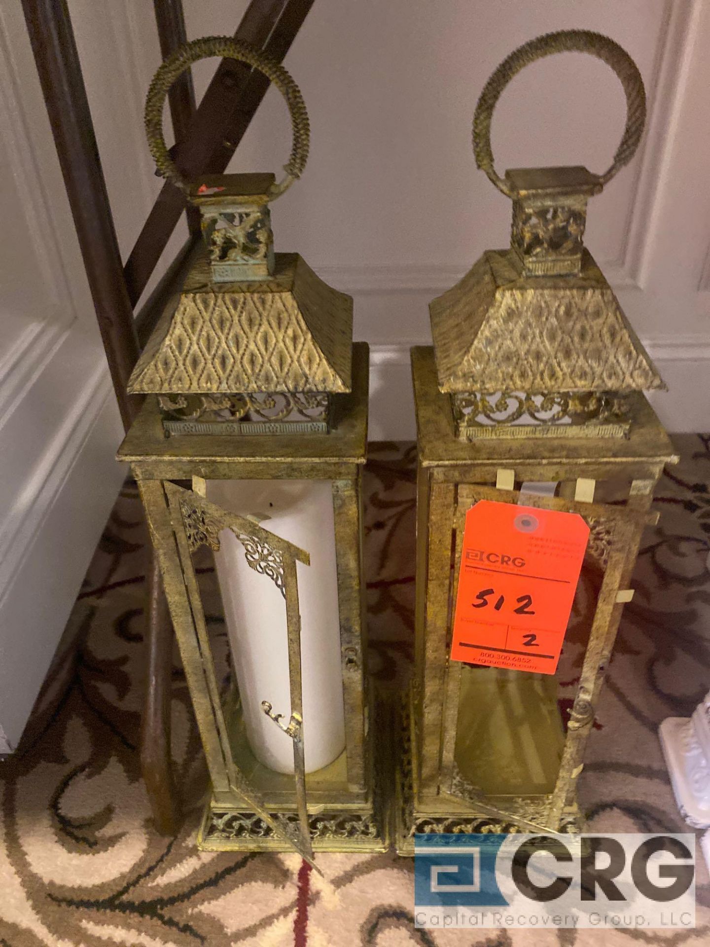 Lot of (6) decorative candle lanterns 7 inch X 7 base 26 inches tall, including (2) that are damaged - Image 2 of 4