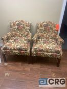 Lot of (2) upholstered arm chairs with flower pattern