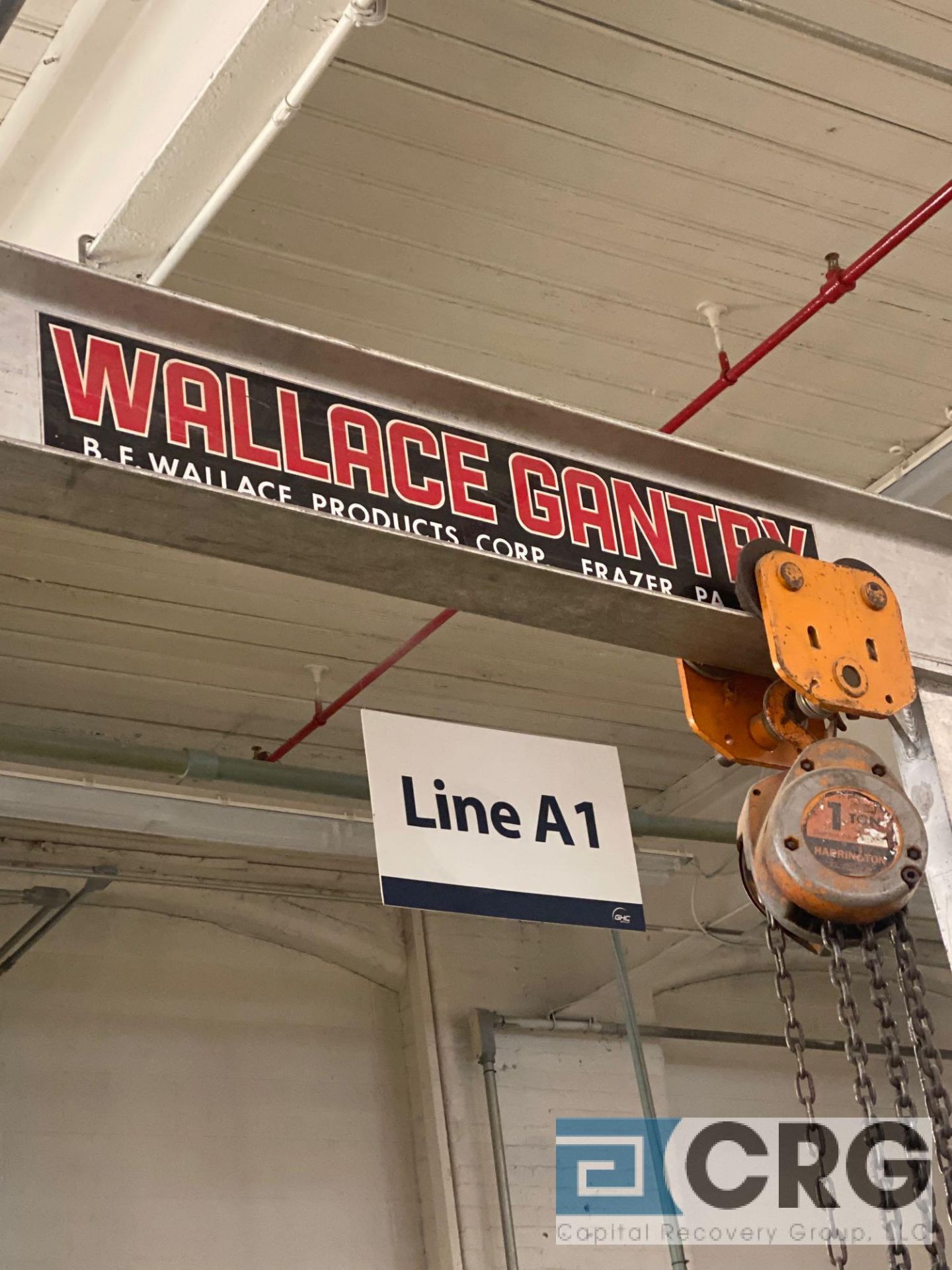 Wallace Gantry MN A210-12 1-ton gantry with 1 ton Harrington hoist, 12 ft. X 4.5 ft. X 118 in. (H) - Image 2 of 4