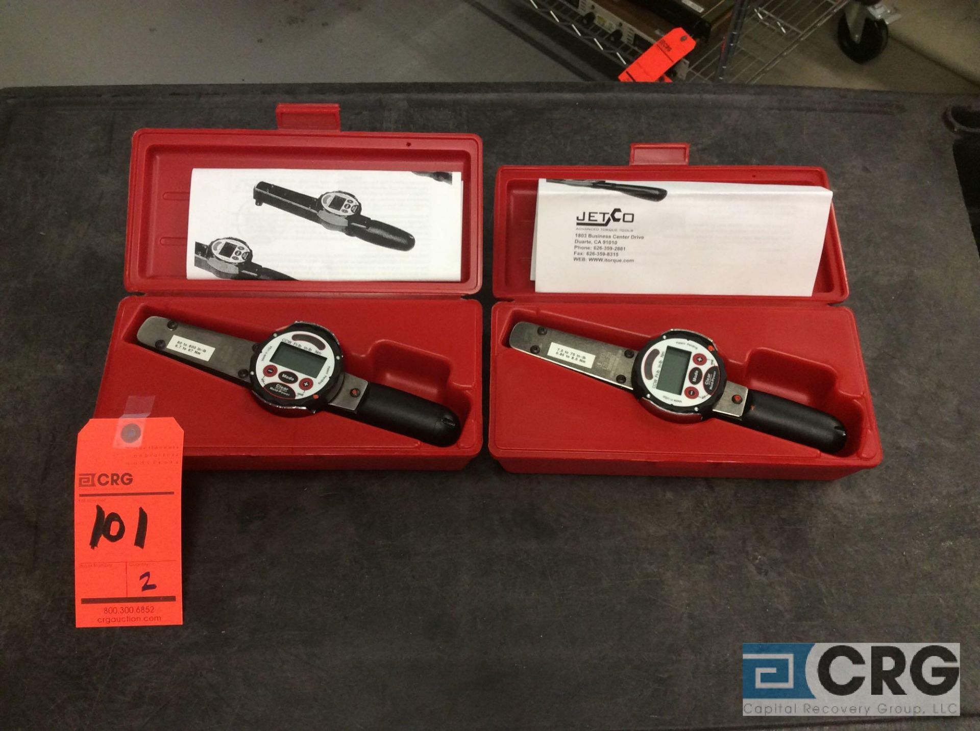 Lot of (2) Jetco ED1-75I digital torque wrenches with cases