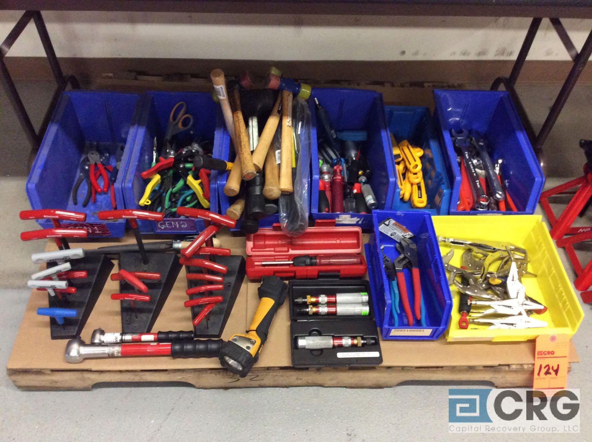 Lot of asst hand tools including hammers, pliers, wrenches, vice grips, etc. (CONTENTS OF PALLET)