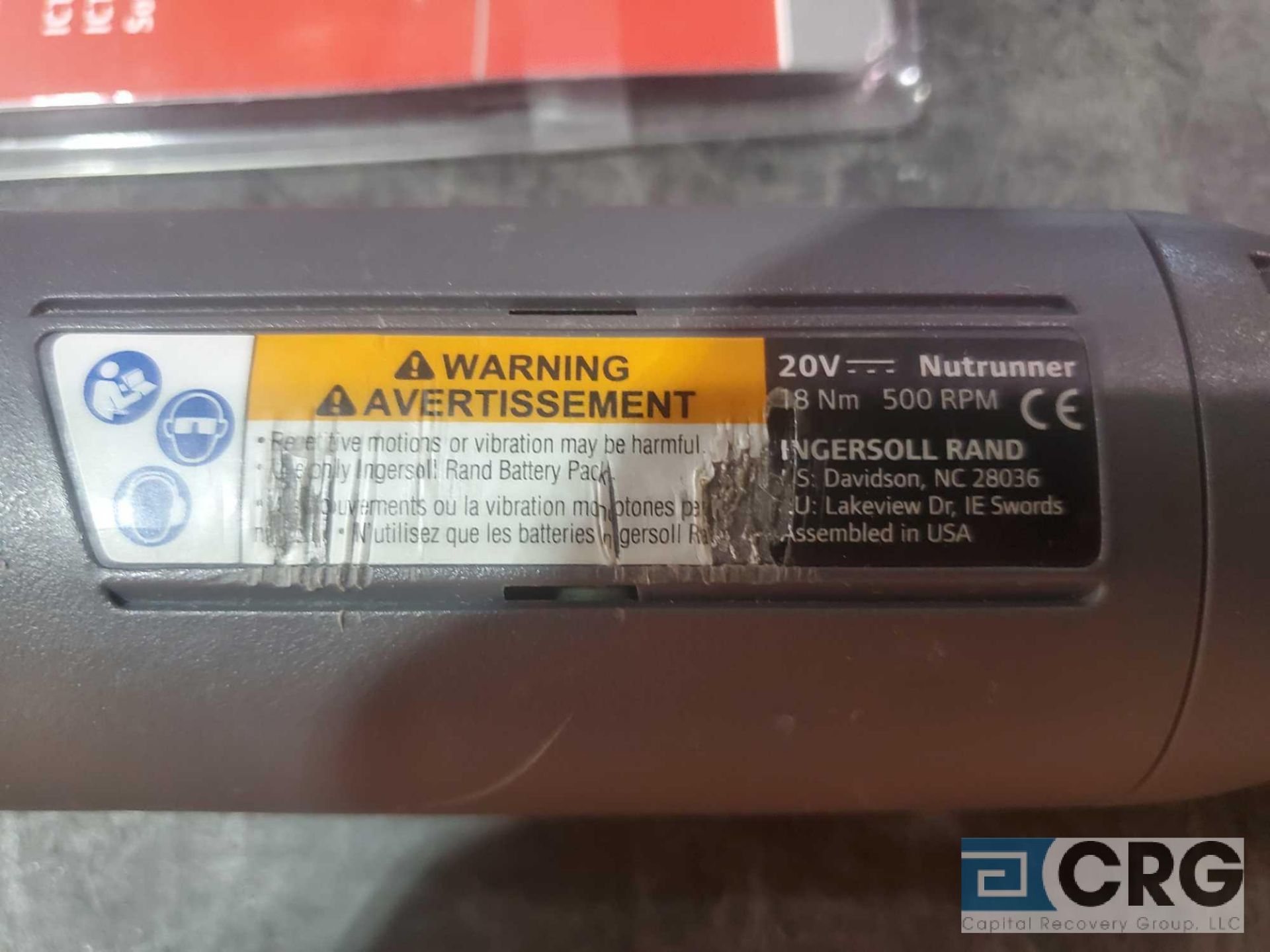 Ingersoll Rand 20V cordless Nutrunner torque wrench 500 rpm, with charger, and spare battery, bit - Image 3 of 5