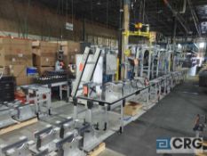 Approx 200+ linear ft. aluminum extrusion floor mounted roller top conveyor system with access