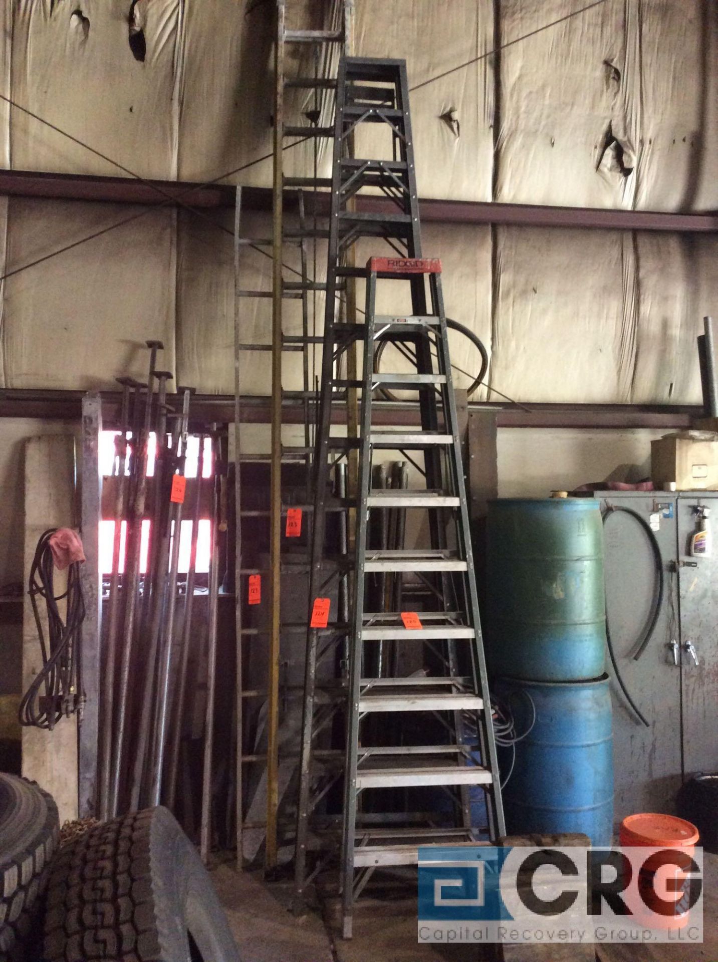 White 14 foot magnesium step ladder