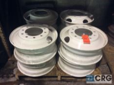 Lot of (8) truck rims, 22.5 sized and piloted hubs