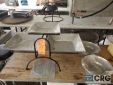 Rustic design serving station with stand and asst plates and trays