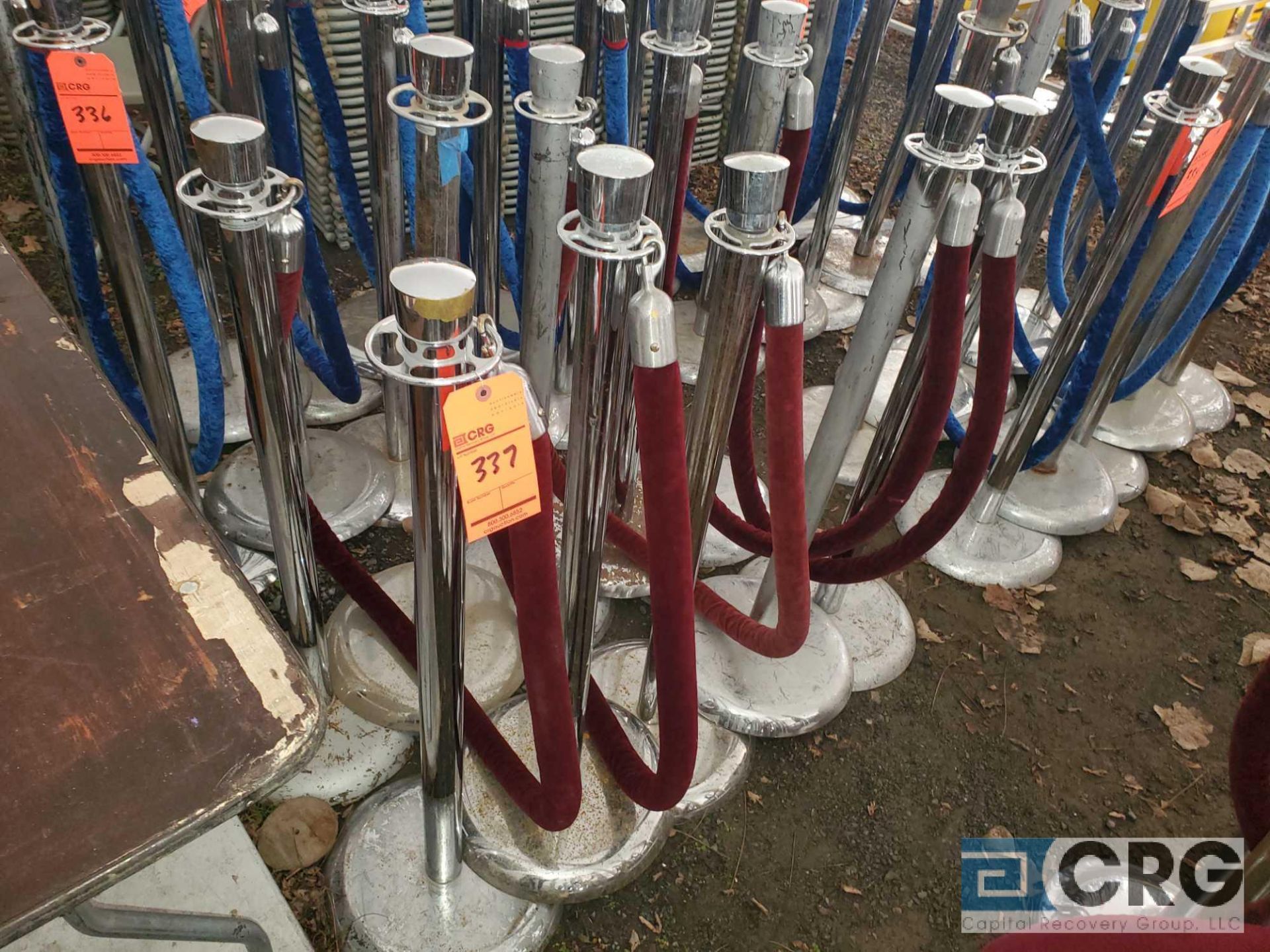 Lot of (10) stanchions with (5) ropes