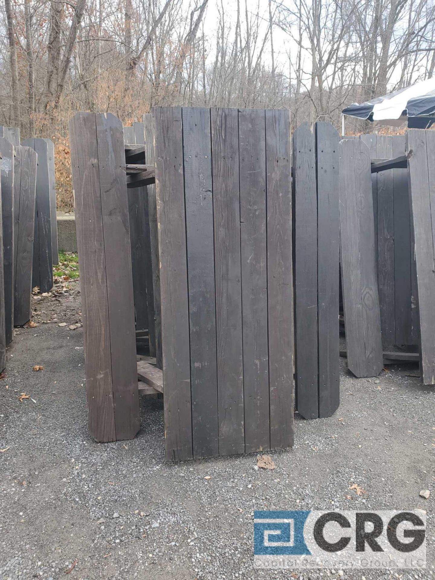 Lot of (5) 6 ft wood picnic tables