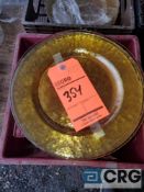 Lot of Yellow glass plates including (140) 10 1/2 inch plates and (90) 8 inch plates