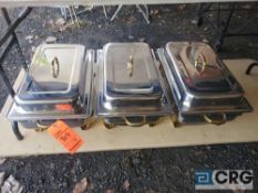 Lot of (3) gold accent fancy chafing dishes with insert pan