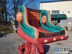 Basketball inflatable bounce house with blower (MISSING 2 BACKBOARDS AND RIMS)