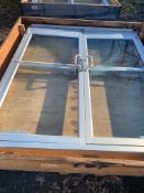 Kawneer aluminum 6' x 7' double glass doors (like-new)