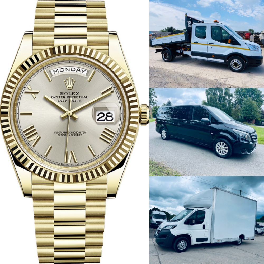 2021 Rolex Day-Date 40mm *18ct Yellow Gold* - 2018 Peugeot Boxer *LWB - Low Loader / Luton Box Van* + Many More: Cars, Commercials & 4x4's