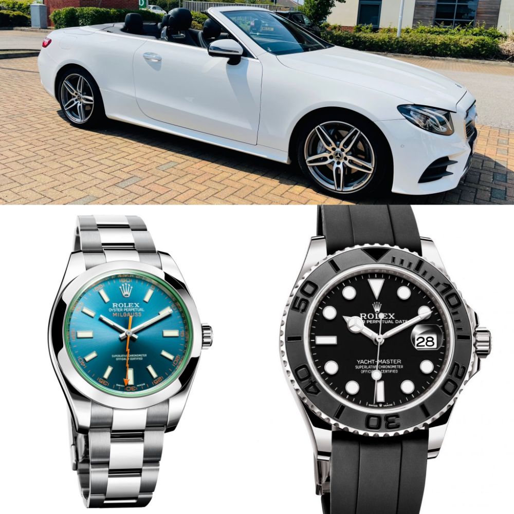 2021 Rolex Yacht-Master 42mm *White Gold OysterFlex* - 2021 Rolex Milgauss 40mm - 2018 Mercedes-Benz E220d *AMG Cabriolet* + Many More Lots !