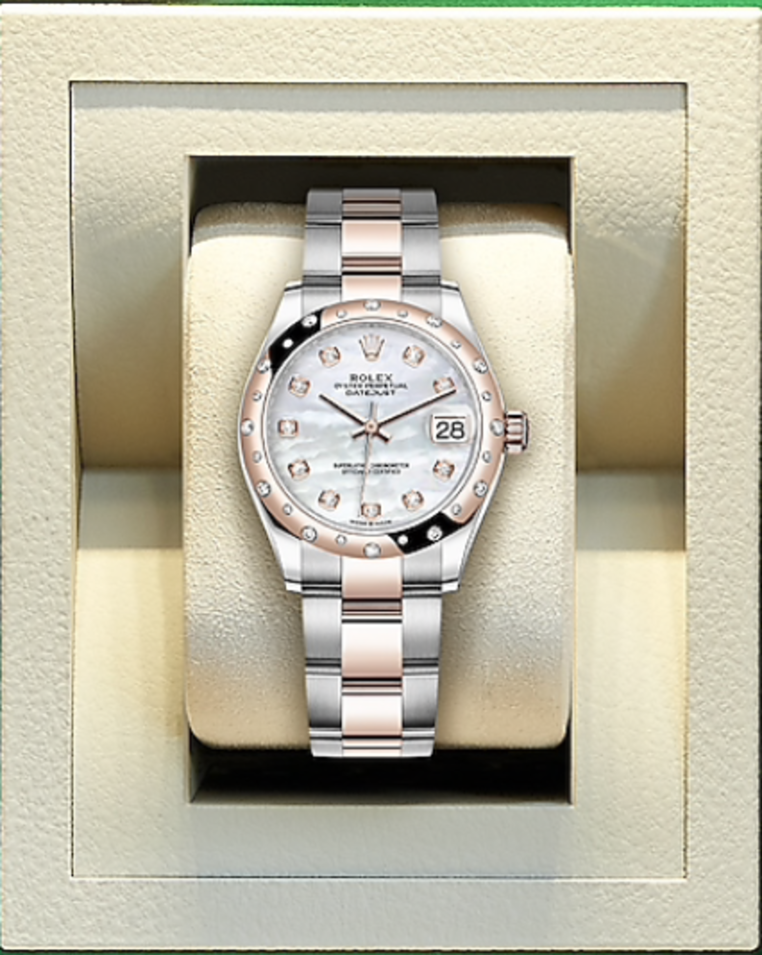 (On Sale) ROLEX OYSTER PERPETUAL *31mm DATEJUST* STEEL/18ct EVEROSE GOLD *MOTHER OF PEARL DIAL*