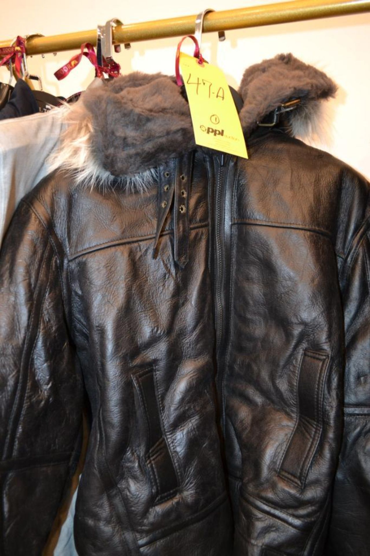 Black Leather Shearling Lined Parka