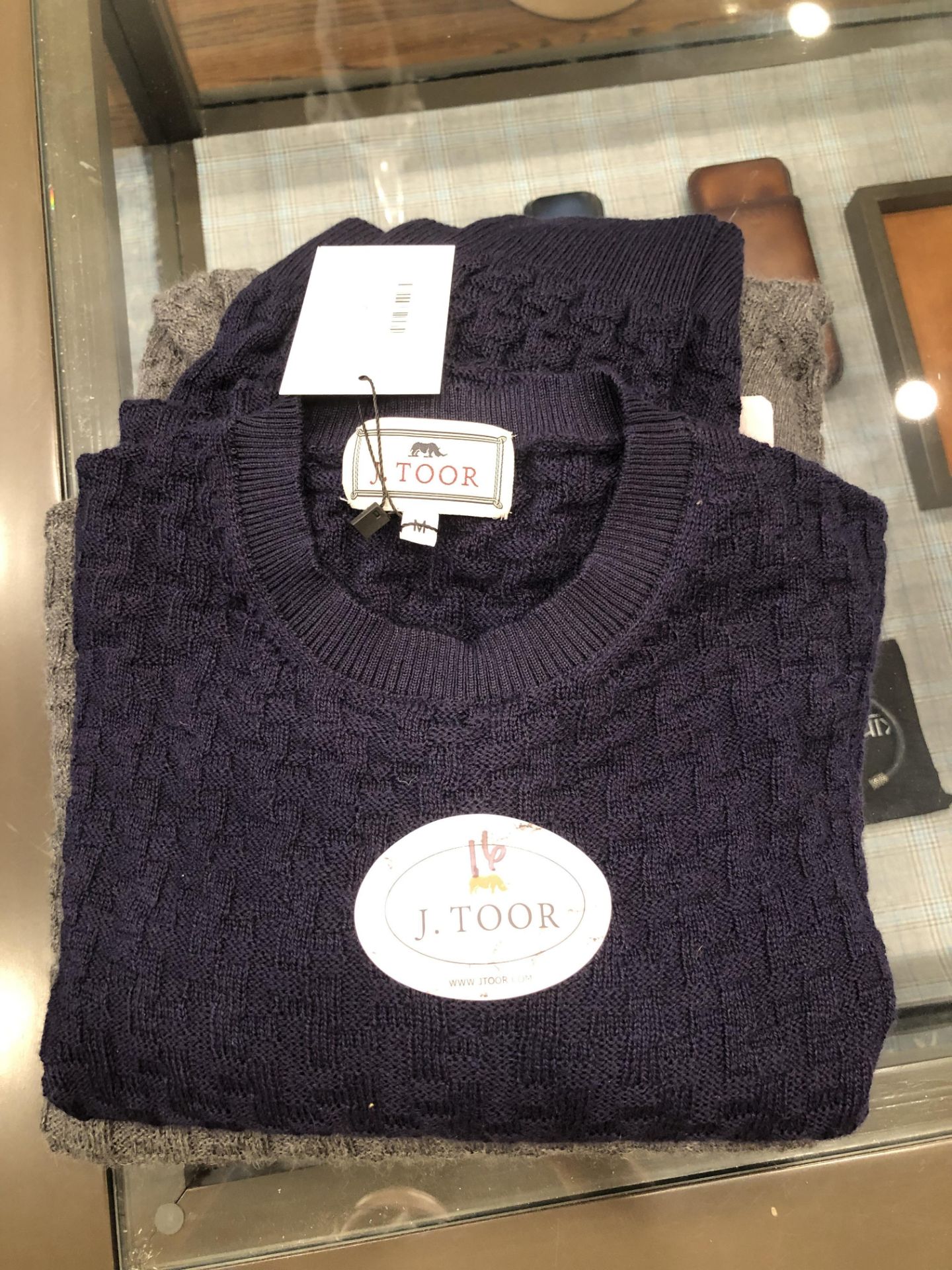 LOT: (1) Stuart Lattice Stitch Navy Sweater, M, (1) Stuart Lattice Stitch Gray Sweater, L - Image 2 of 3