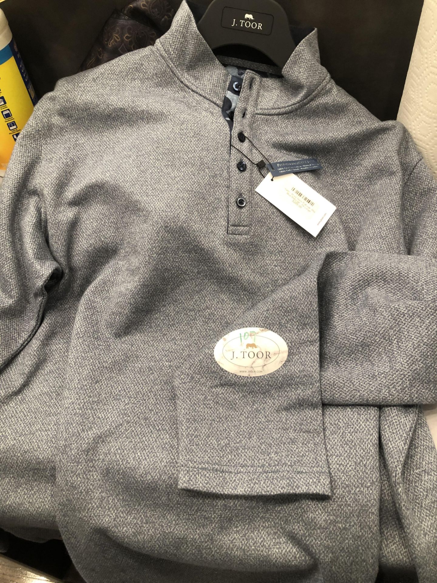 LOT: (1) Keith Mock Neck Sky Pullover, XXL, (1) Charles Long Sleeve Navy Polo, S (1) Charles Long - Image 2 of 4