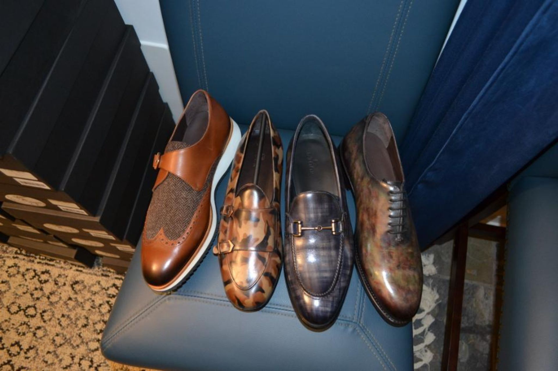 LOT: (1) Single Monk Strap Tweed Shoes, 10 (1) Belgian Patina Slippers, 10, (1) Patina Loafers, 10