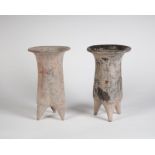 Arte Cinese Two earthenware tripod (li) vasesChina, Lower Xiajiadian Culture, ca. 1900-1300 b.C..