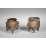 Arte Cinese Two tripod pottery cooking vessels China, Cultura Xindian, ca. 1400-700 b.C..